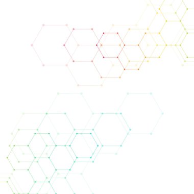 Altıgen yanarak bahislerin doğru ile geometrik arka plan. Yapısı molekül ve iletişim. Bilim, teknoloji ve tıp kavramı. Vektör çizim.