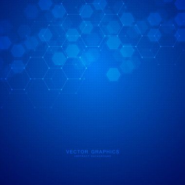 Altıgen yanarak bahislerin doğru ile geometrik arka plan. Yapısı molekül ve iletişim. Bilim, teknoloji ve tıp kavramı. Vektör çizim.