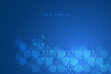 Altıgen yanarak bahislerin doğru ile geometrik arka plan. Yapısı molekül ve iletişim. Bilim, teknoloji ve tıp kavramı. Vektör çizim.