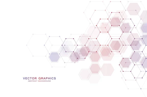 Geometric abstract background with hexagons. Structure molecule and communication. Science, technology and medical concept. Vector illustration. — Stock Vector