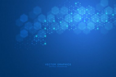 Abstract technology background with hexagons and molecules. clipart