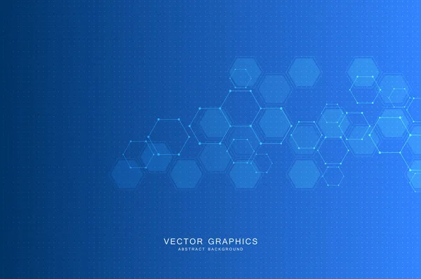 Fondo de tecnología abstracta con hexágonos y moléculas . — Vector de stock