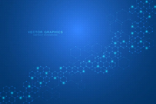 Abstract technology background with hexagons and molecules. — Stock Vector