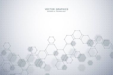 Tıbbi arka plan veya bilim vektör tasarımı. Moleküler yapısı ve kimyasal bileşikler. Geometrik ve poligonal arka plan.