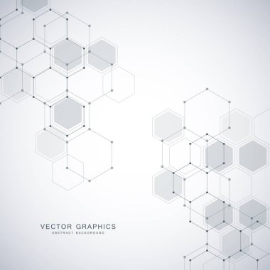 Tıbbi arka plan veya bilim vektör tasarımı. Moleküler yapısı ve kimyasal bileşikler. Geometrik ve poligonal arka plan.