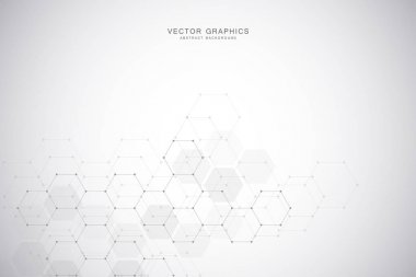 Tıbbi arka plan veya bilim vektör tasarımı. Moleküler yapısı ve kimyasal bileşikler. Geometrik ve poligonal arka plan.