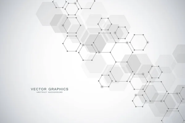 Formación médica o diseño de vectores científicos. Estructura molecular y compuestos químicos. Fondo abstracto geométrico y poligonal . — Vector de stock