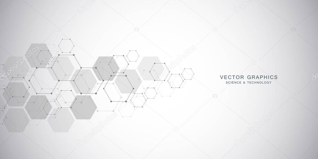 Medical background or science vector design. Molecular structure and chemical compounds. Geometric and polygonal abstract background.