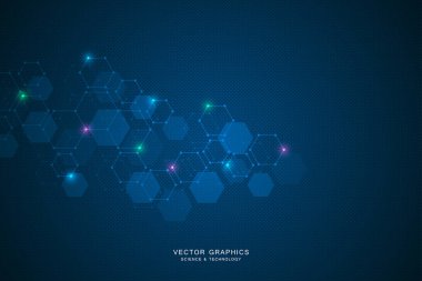 Bilim arka plan ile altıgen yanarak bahislerin doğru çizmek. Moleküler yapısı ile geometrik arka plan.