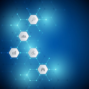 Technology background with hexagons. Molecular structure and chemical compounds. clipart