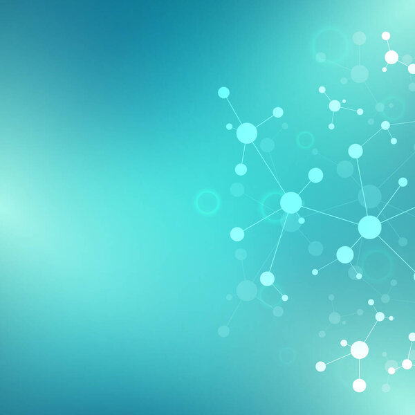 Abstract background of molecular structures. Molecules or DNA strand, genetic engineering, neural network, innovation technology, scientific research. Technological, science and medicine concept.