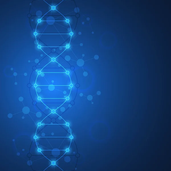 Sfondo filamento DNA e ingegneria genetica o ricerca di laboratorio. Tecnologia medica e concetto di scienza . — Vettoriale Stock