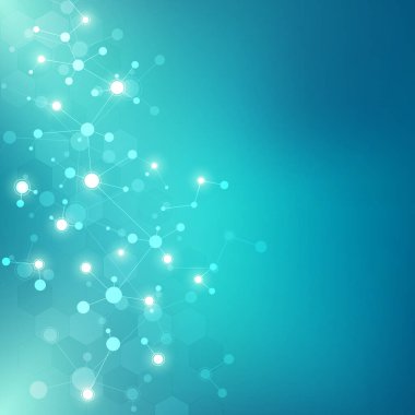 Moleküler yapıların soyut arka planı. Moleküller veya DNA ipliği, genetik mühendislik, sinirsel ağ, yenilik teknolojisi, bilimsel araştırma. Teknoloji, bilim ve tıp konsepti.