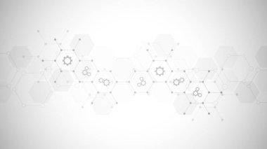Vites ve dişli ikonlarıyla soyut teknik arkaplan. Yenilik teknolojisi için şablon tasarımı.
