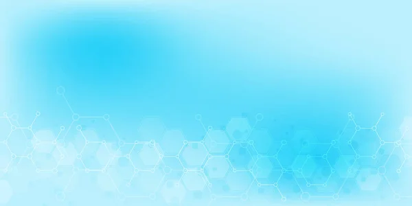 Abstrakta molekyler på mjuk blå bakgrund. Molekylära strukturer eller kemiteknik, genetisk forskning, teknisk innovation. Vetenskapligt, tekniskt eller medicinskt koncept. — Stockfoto