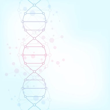 DNA iplikçik arka plan ve genetik mühendisliği veya laboratuar araştırmaları. Tıbbi teknoloji ve bilim kavramı.