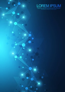 Moleküler yapıların soyut arka planı. Moleküller veya DNA ipliği, genetik mühendislik, sinirsel ağ, yenilik teknolojisi, bilimsel araştırma. Teknoloji, bilim ve tıp konsepti.