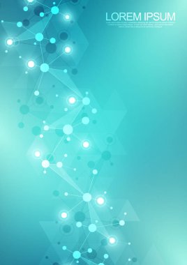 Moleküllerin soyut arka planı. Moleküler yapılar veya DNA ipliği, genetik mühendislik, sinirsel ağ, yenilik teknolojisi, bilimsel araştırma. Teknoloji, bilim ve tıp konsepti.