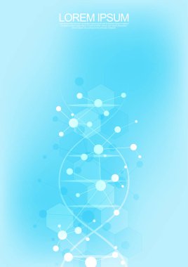 DNA iplikçik arka plan ve genetik mühendisliği veya laboratuar araştırmaları. Tıbbi teknoloji ve bilim kavramı.