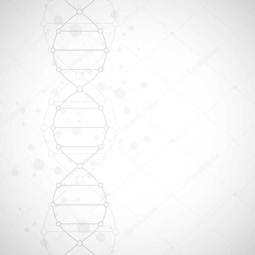 DNA strand background and genetic engineering or laboratory research. Medical technology and science concept.