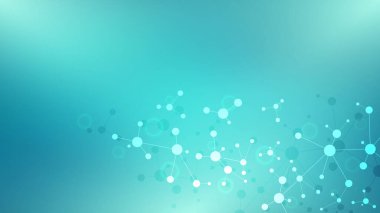 Moleküllerin soyut arka planı. Moleküler yapılar veya DNA ipliği, genetik mühendislik, sinirsel ağ, yenilik teknolojisi, bilimsel araştırma. Teknoloji, bilim ve tıp konsepti.