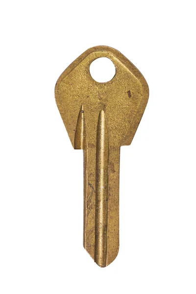 Παλιό χρυσό κλειδί απομονωμένο σε λευκό φόντο — Φωτογραφία Αρχείου
