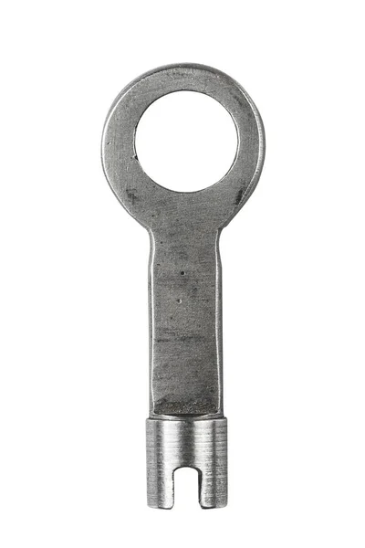 Παλιό μεταλλικό κλειδί που απομονώνονται σε λευκό φόντο — Φωτογραφία Αρχείου