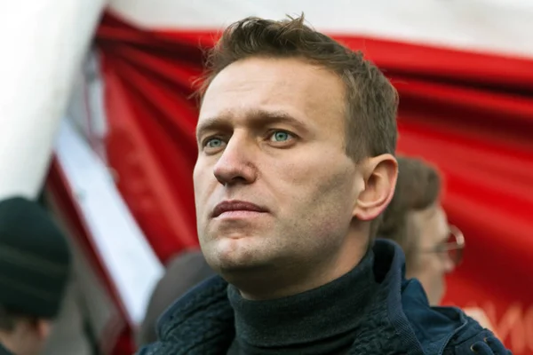 Alexey Navalny. Rusya 'da gösteri. Rus Marşı, 4 Kasım 2011 'de Moskova' nın Lublino ilçesinde ulusal birlik gününde, Moskova, Rusya
