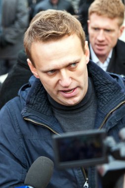 Alexey Navalny. Rusya 'da gösteri. Rus Marşı, 4 Kasım 2011 'de Moskova' nın Lublino ilçesinde ulusal birlik gününde, Moskova, Rusya