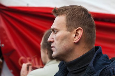 Alexey Navalny. Rusya 'da gösteri. Rus Marşı, 4 Kasım 2011 'de Moskova' nın Lublino ilçesinde ulusal birlik gününde, Moskova, Rusya