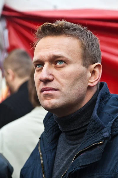 Alexey Navalny. Rusya 'da gösteri. Rus Marşı, 4 Kasım 2011 'de Moskova' nın Lublino ilçesinde ulusal birlik gününde, Moskova, Rusya