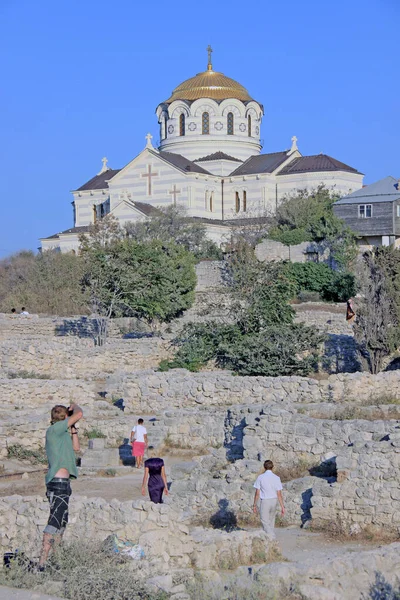 Pozostałości Starożytnego Miasta Tauric Chersonesos Sewastopolu Sierpień 2009 Krym Ukraina — Zdjęcie stockowe