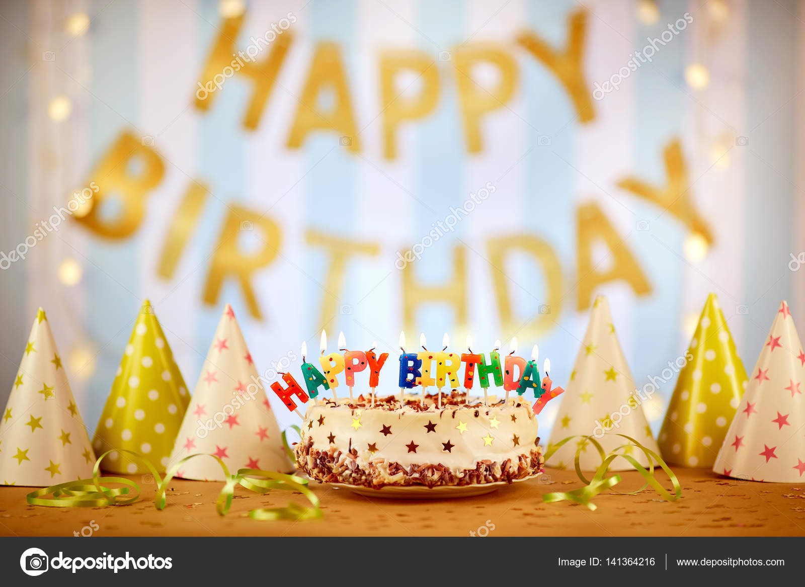 Cake birthday candles with letters in vintage style — Stock Photo