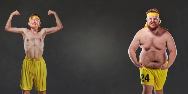 Komik ve komik şişman ve ince sporcular