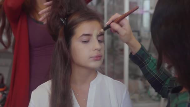 Coiffeur et visagiste travaillant à l'image modèle — Video