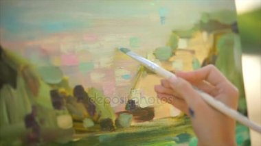 İzlenimci resim en plein hava son dokunuşlar