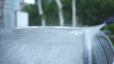 Araba araba yıkama Self-Servis üzerinde köpük.