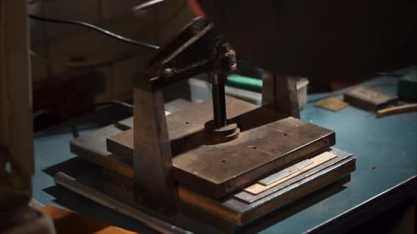 Leather stamp is ready — Stock Video