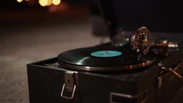 Disco de fiação do gravador de vinil retro — Vídeo de Stock