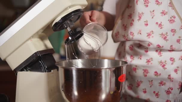 Cozinheiro feminino no processo de cozimento — Vídeo de Stock