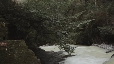 güzel manzara sonbahar ya da İlkbahar zaman, su şelale düşüyor
