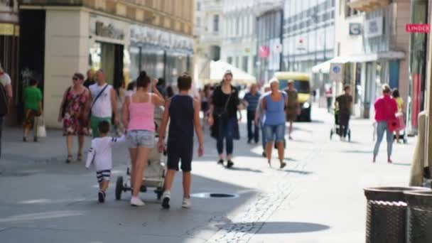 Żywa ulica w słoneczny letni dzień. Brno, Czechy — Wideo stockowe