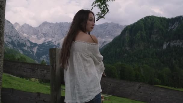 Tempo calmo e agradável no campo dos Alpes — Vídeo de Stock