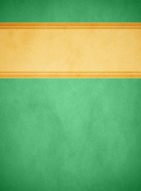 Açık yeşil parşömen dokusu, portre yöneliminde zengin altın çizgili bir pankarta sahip..