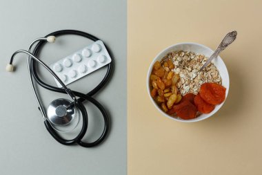 Üst görünüm, doğal yiyecek seçimi