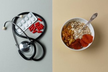 Üst görünüm, doğal yiyecek seçimi