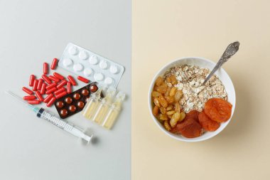 Üst görünüm, doğal yiyecek seçimi