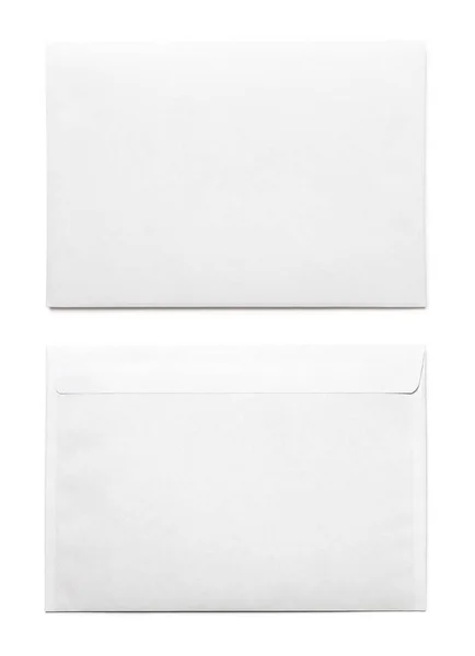 Blanco envelop, voorste en terug — Stockfoto