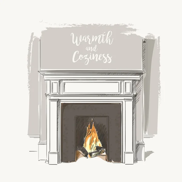Chambre avec cheminée vecteur — Image vectorielle