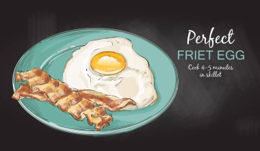 Fried eggs with bacon vector Fried eggs with bacon vector
